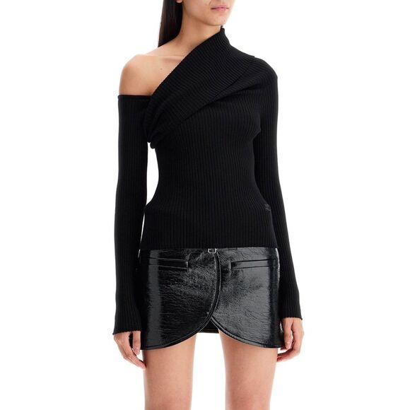 Elegant Asymmetrical One-Shoulder Sweater - Picture 2 of 4